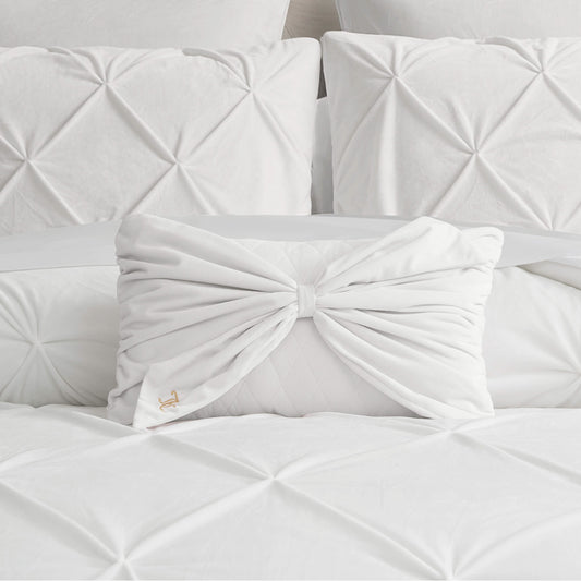 Velvet Bow Decorative Pillow - White - Juicy Couture