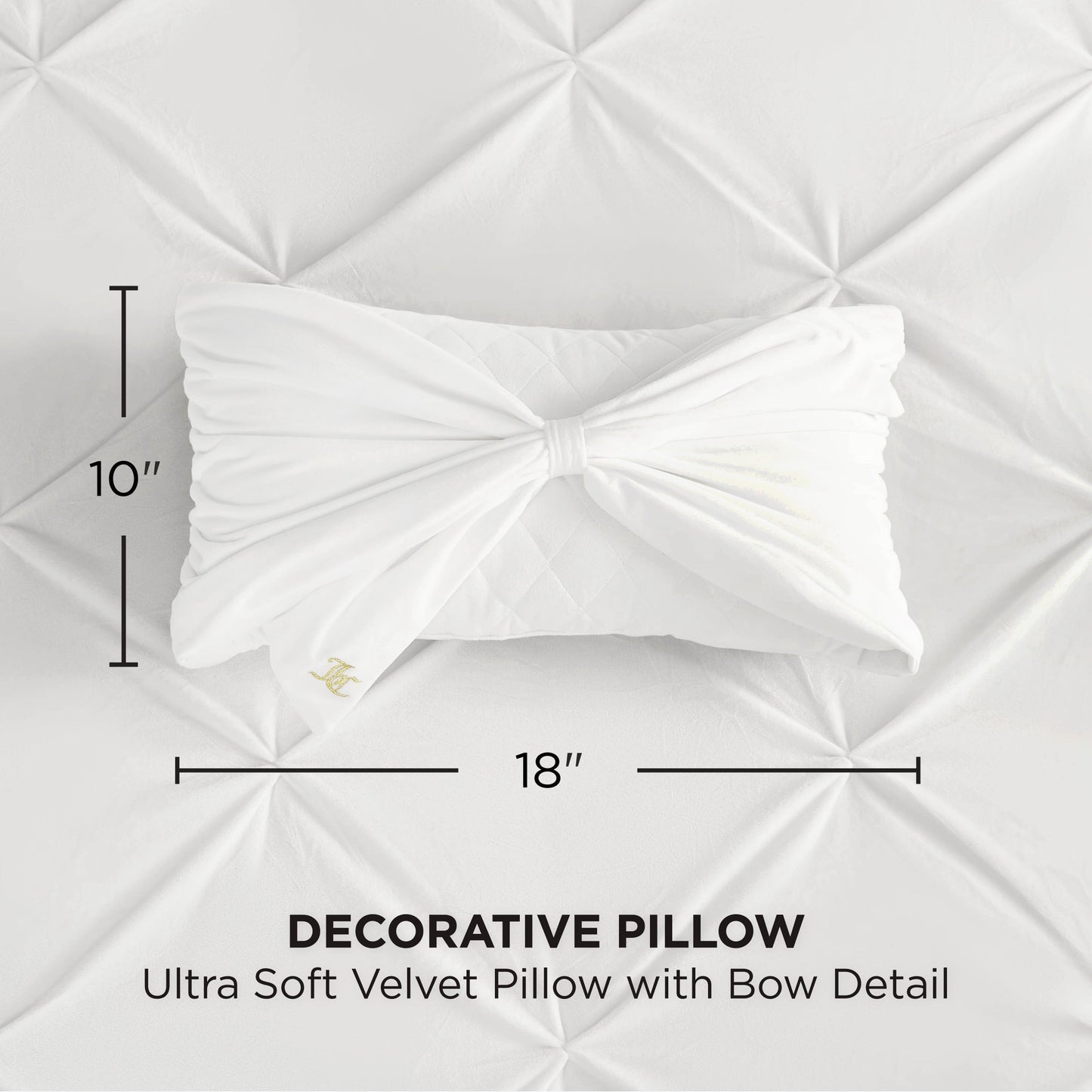 Velvet Bow Decorative Pillow - White - Juicy Couture