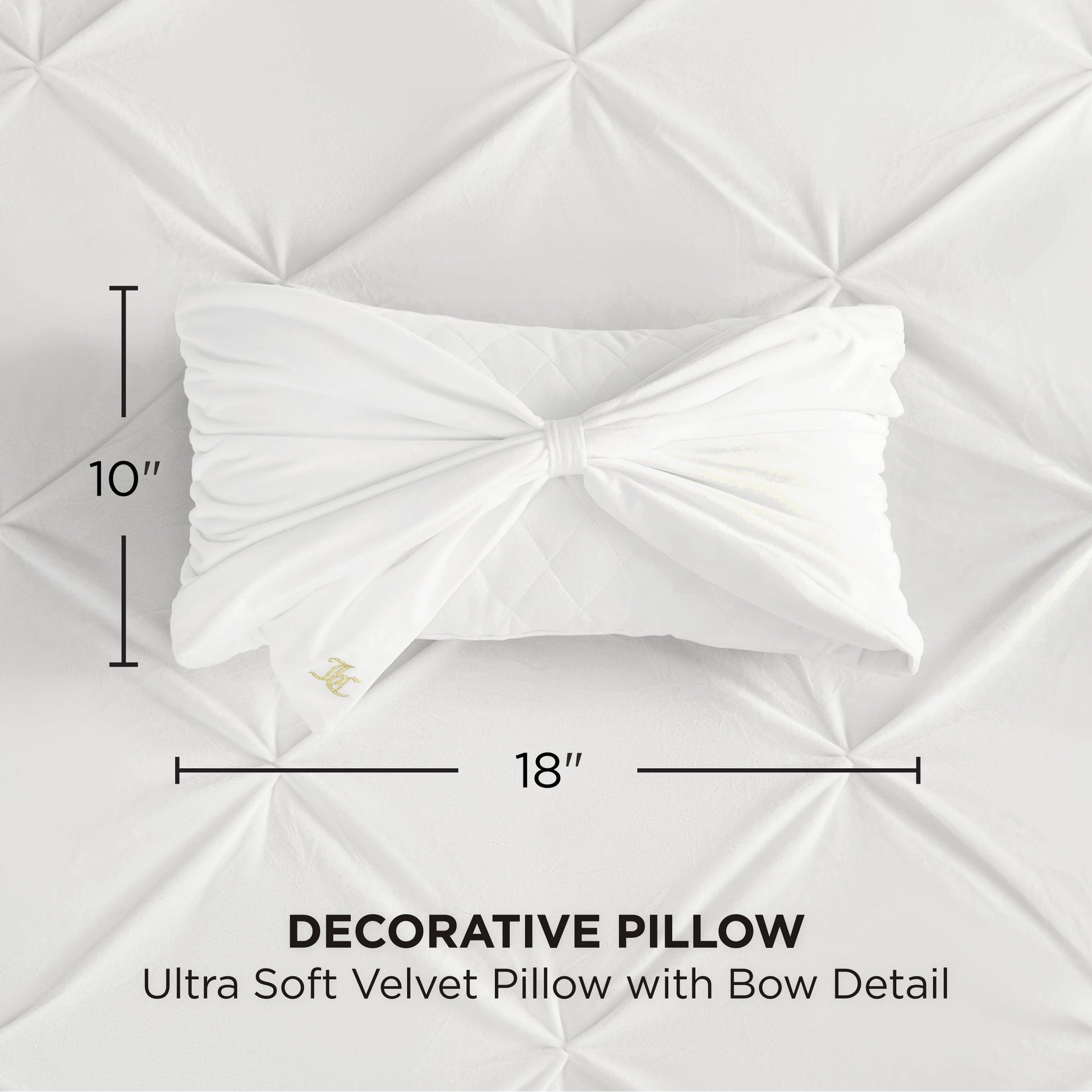 Velvet Bow Decorative Pillow - White - Juicy Couture