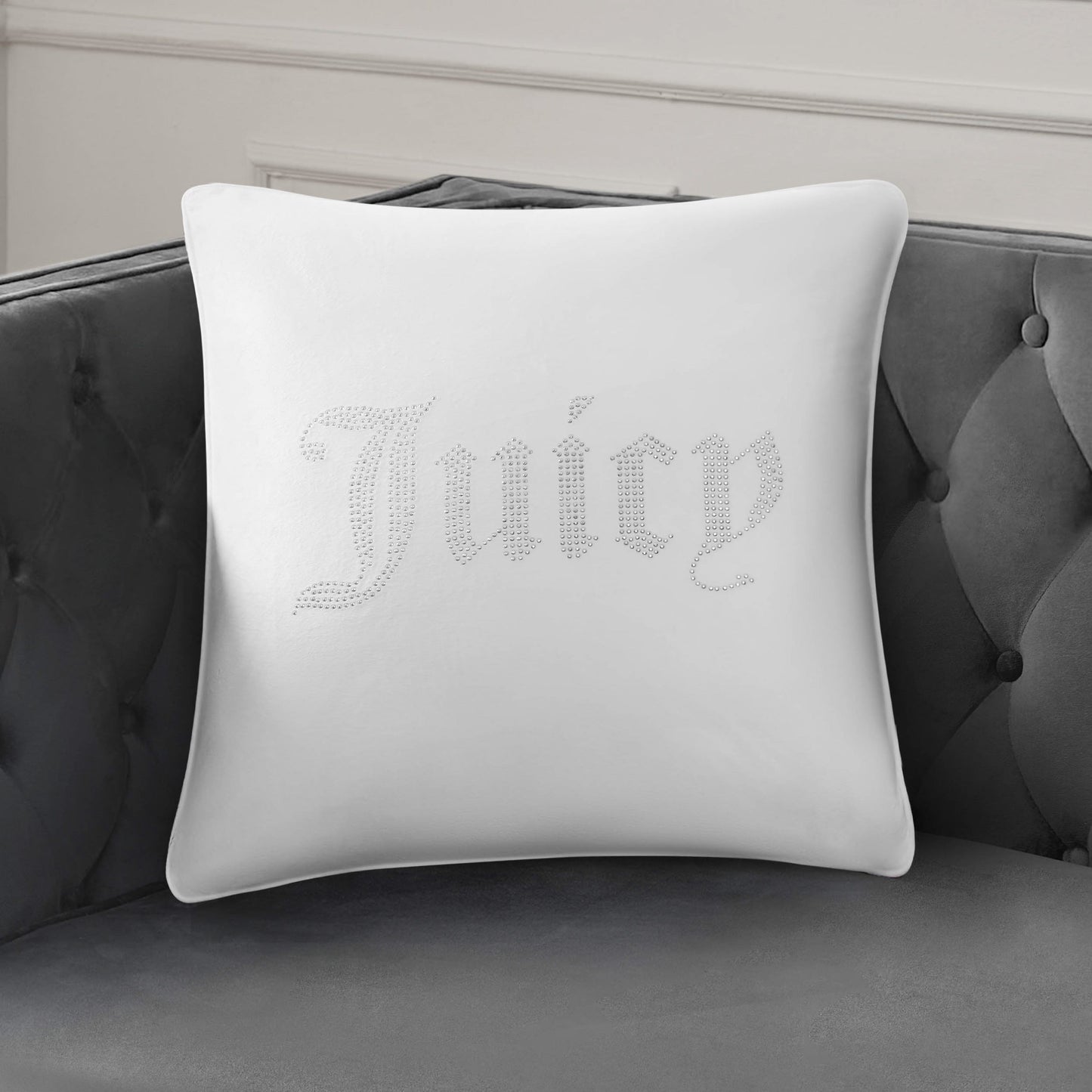 Rhinestone Decorative Pillow - White - Juicy Couture