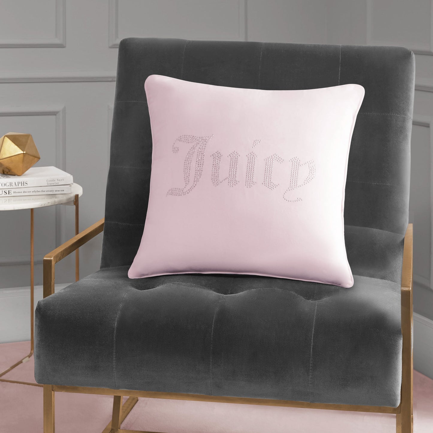 Rhinestone Decorative Pillow - Pink Marshmallow - Juicy Couture