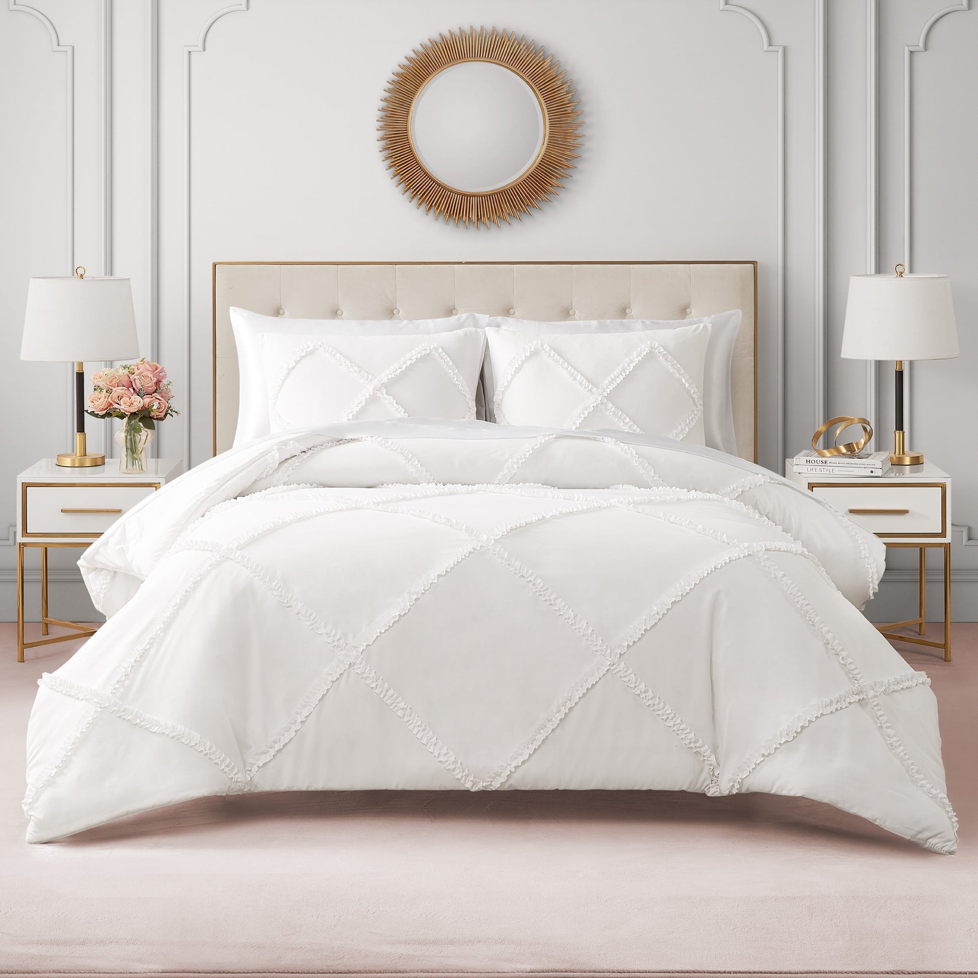 Diamond Ruffle Comforter Set - White - Juicy Couture
