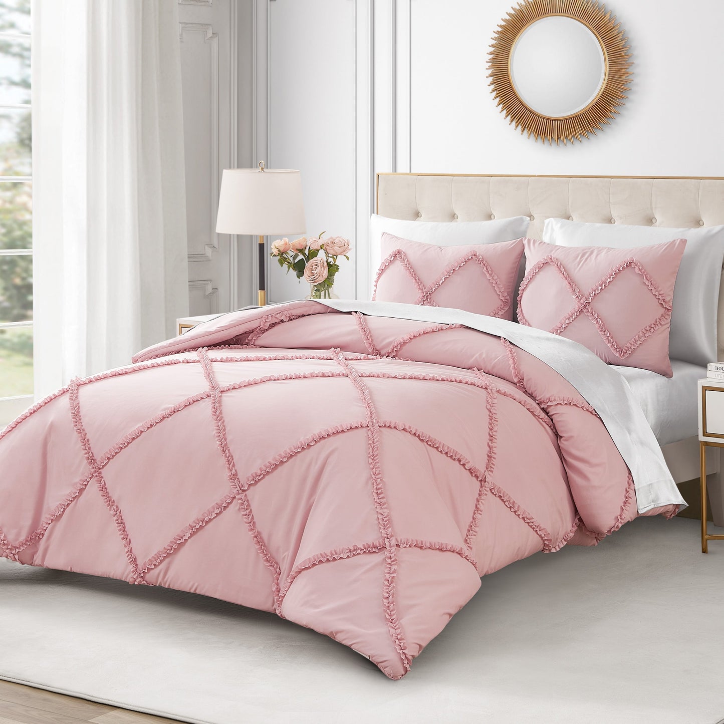 Diamond Ruffle Comforter Set - Blush Pink - Juicy Couture