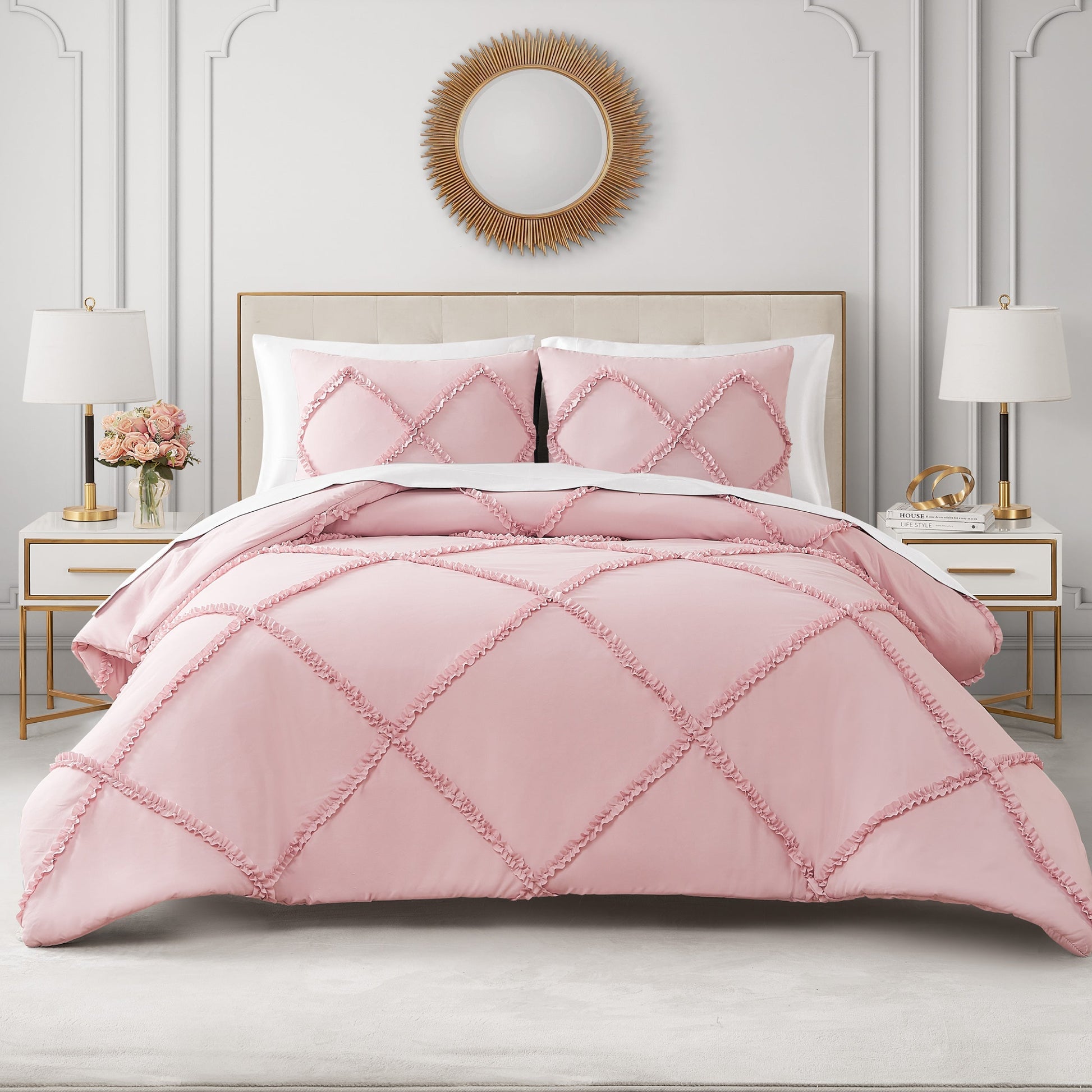 Diamond Ruffle Comforter Set - Blush Pink - Juicy Couture