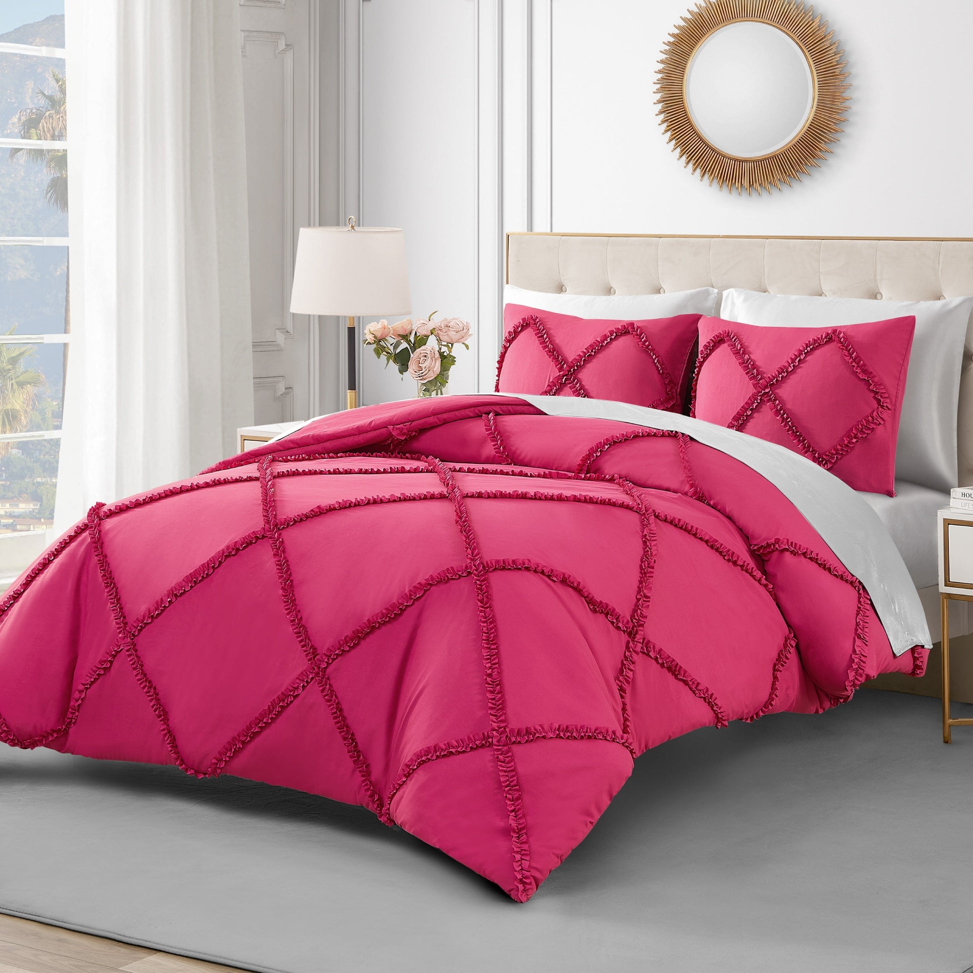 Diamond Ruffle Comforter Set - Hot Pink - Juicy Couture