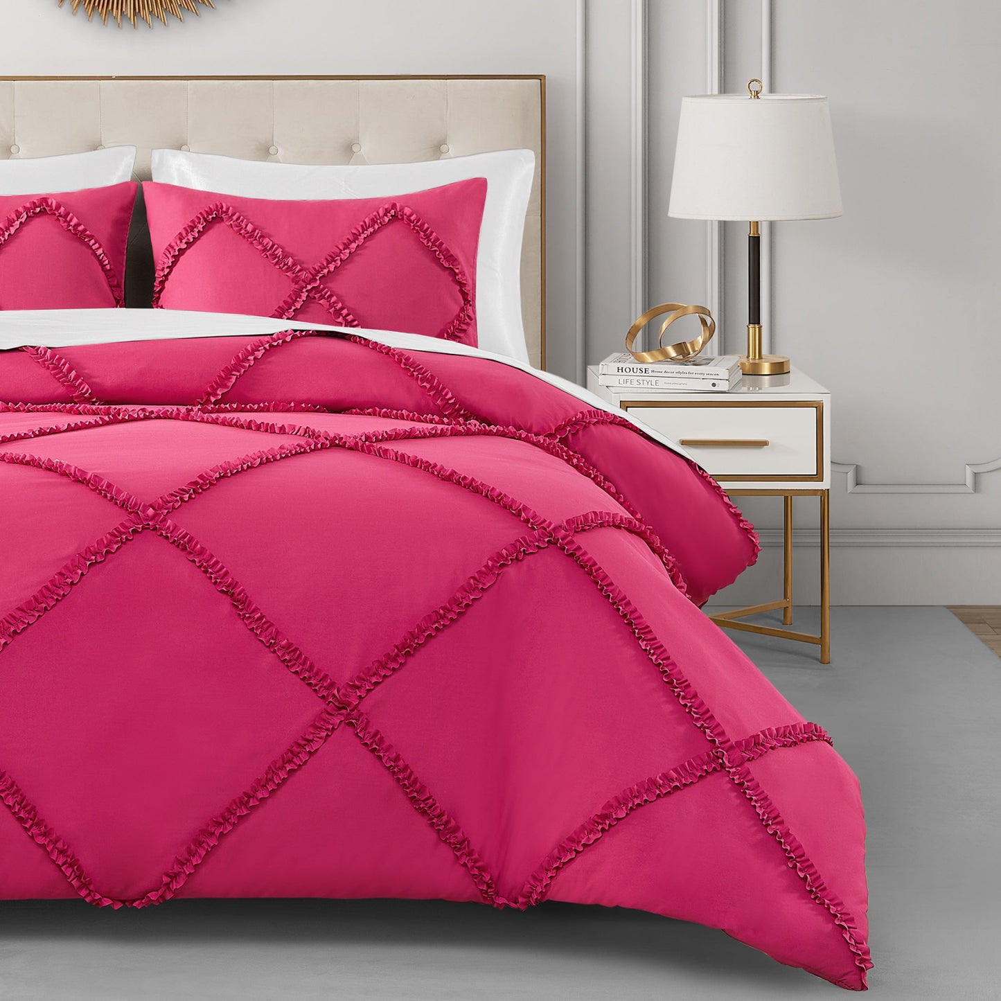 Diamond Ruffle Comforter Set - Hot Pink - Juicy Couture
