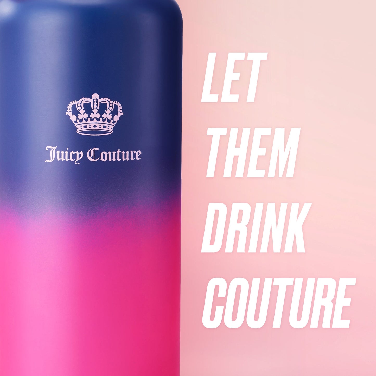 Go Girl Stainless Steel Water Bottle with Pop-up Straw - Navy/Pink - Juicy Couture
