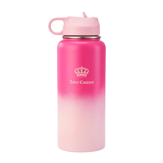 Go Girl Stainless Steel Water Bottle with Pop-up Straw - Hot Pink/Pink - Juicy Couture