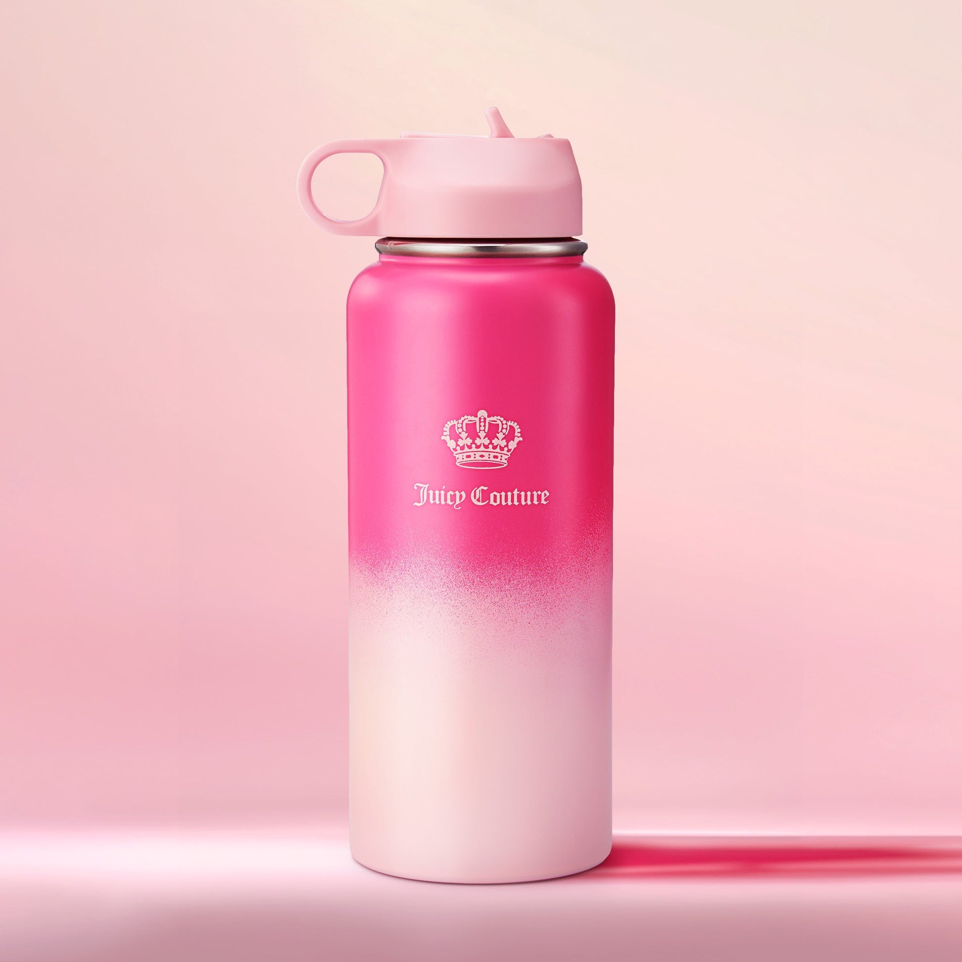 Go Girl Stainless Steel Water Bottle with Pop-up Straw - Hot Pink/Pink - Juicy Couture