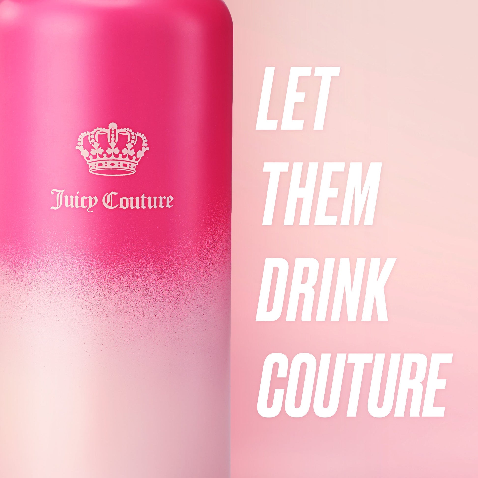 Go Girl Stainless Steel Water Bottle with Pop-up Straw - Hot Pink/Pink - Juicy Couture