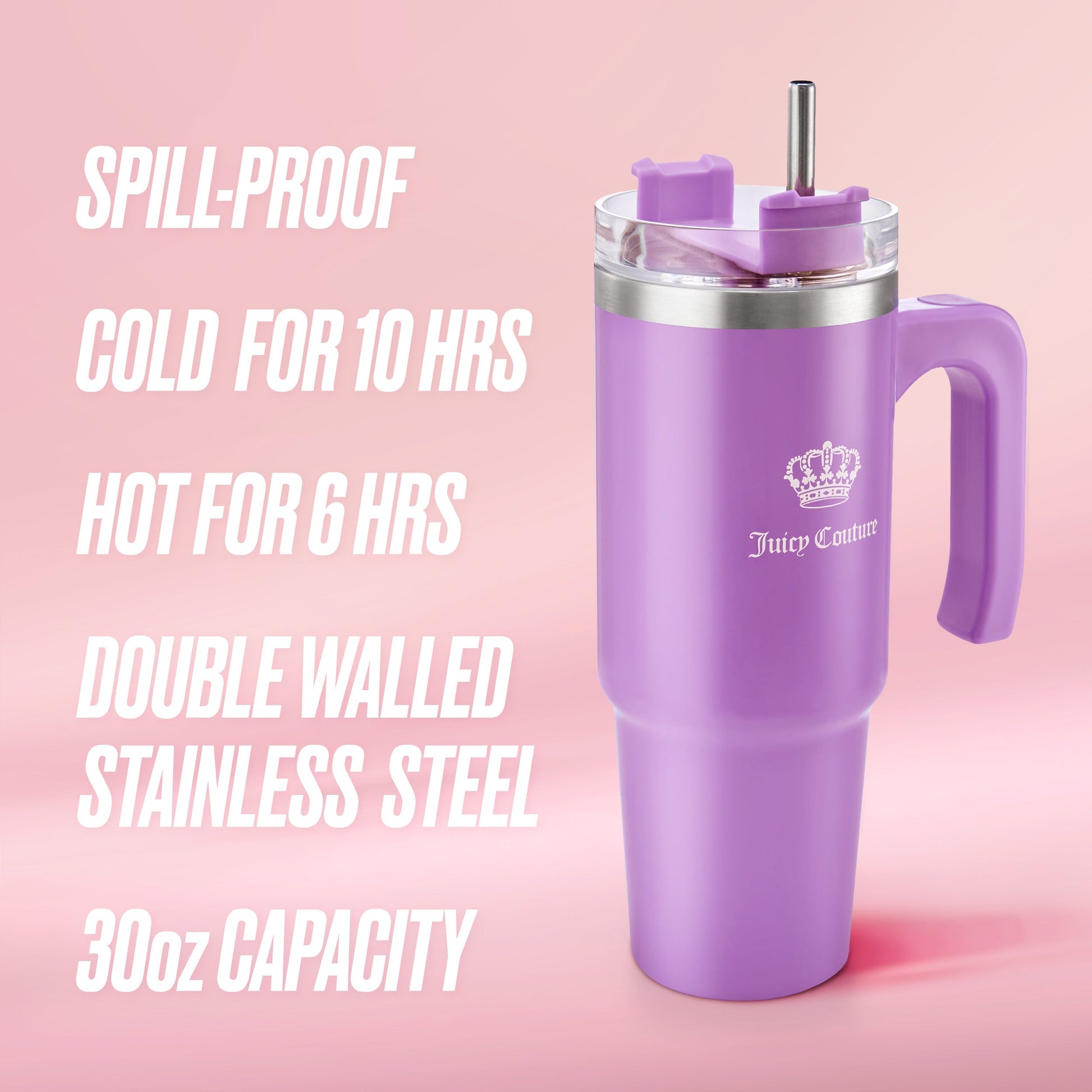 Glam Logo Stainless Steel Water Bottle - Purple - Juicy Couture