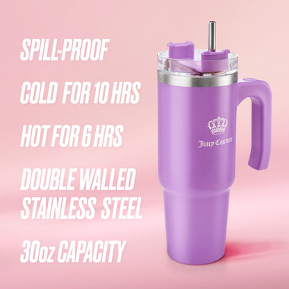 Glam Logo Stainless Steel Water Bottle - Purple - Juicy Couture