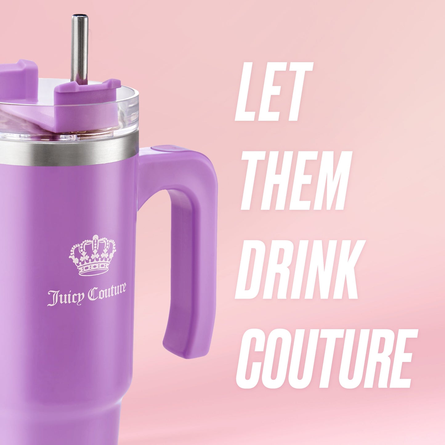 Glam Logo Stainless Steel Water Bottle - Purple - Juicy Couture