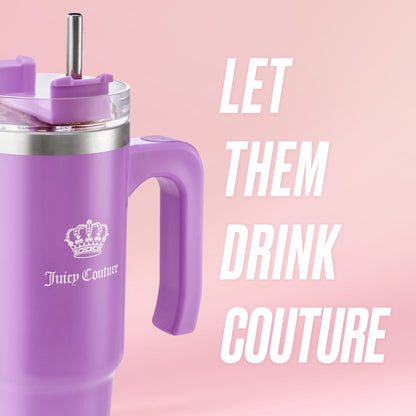 Glam Logo Stainless Steel Water Bottle - Purple - Juicy Couture