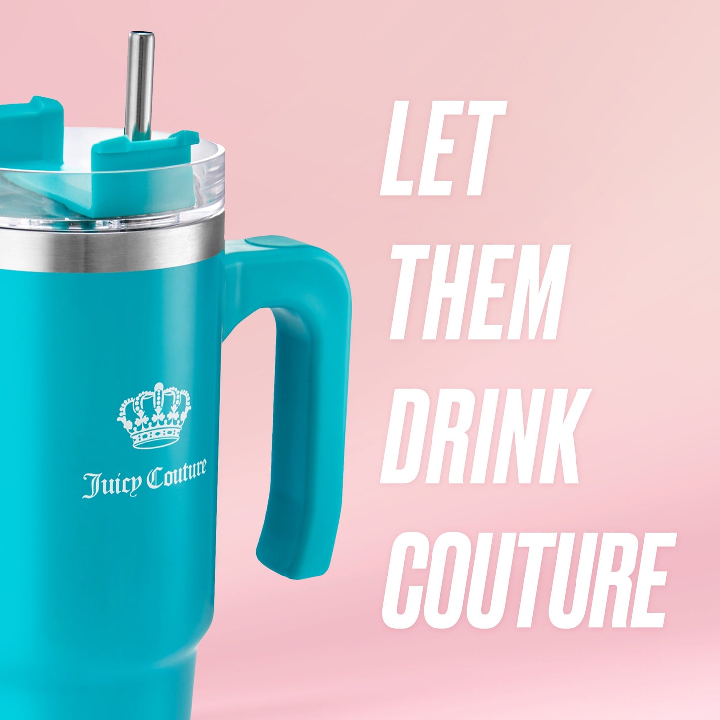 Glam Logo Stainless Steel Water Bottle - Teal - Juicy Couture