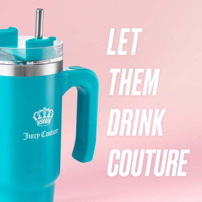 Glam Logo Stainless Steel Water Bottle - Teal - Juicy Couture