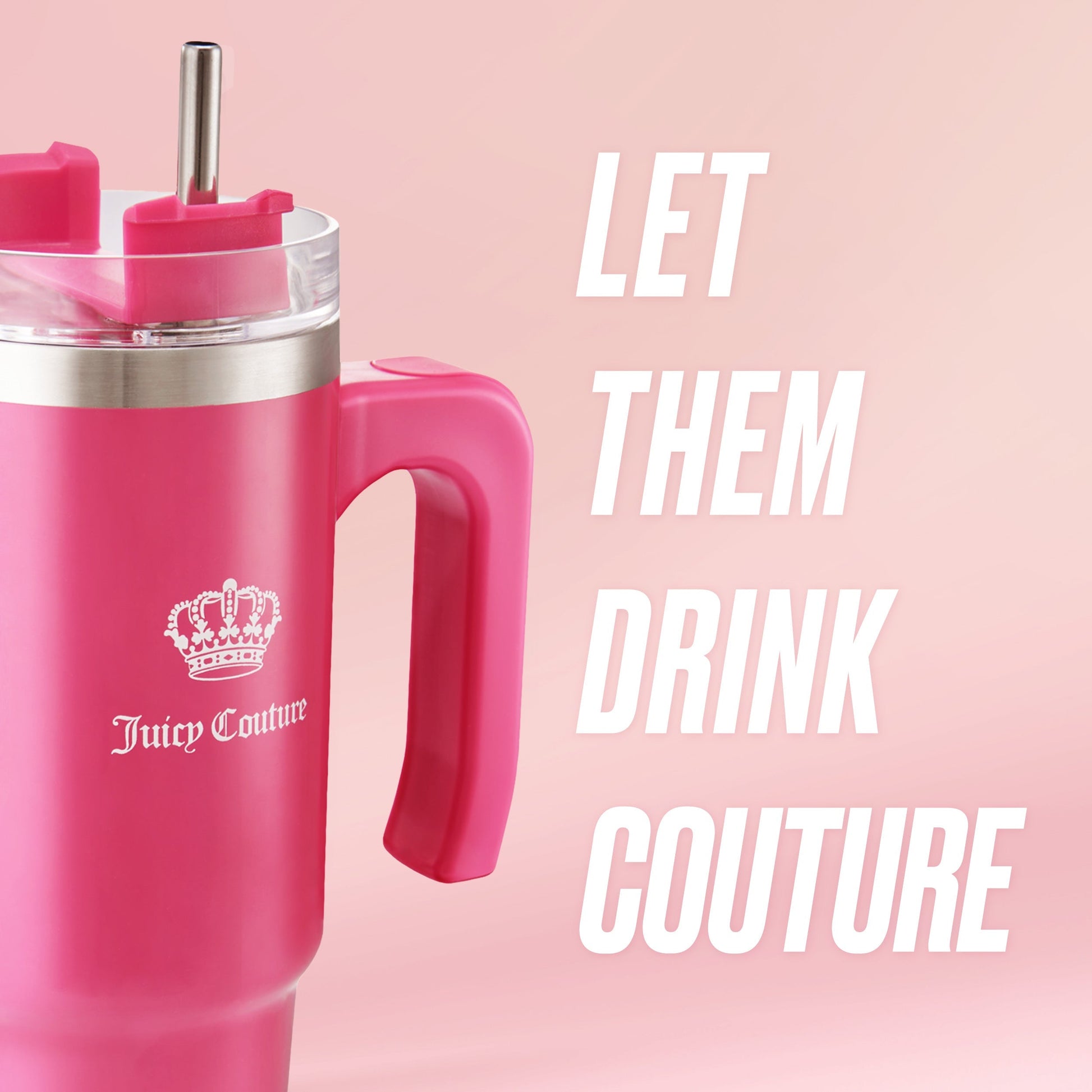 Glam Logo Stainless Steel Water Bottle - Hot Pink - Juicy Couture