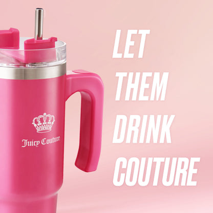 Glam Logo Stainless Steel Water Bottle - Hot Pink - Juicy Couture