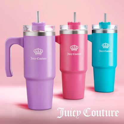 Glam Logo Stainless Steel Water Bottle - Hot Pink - Juicy Couture