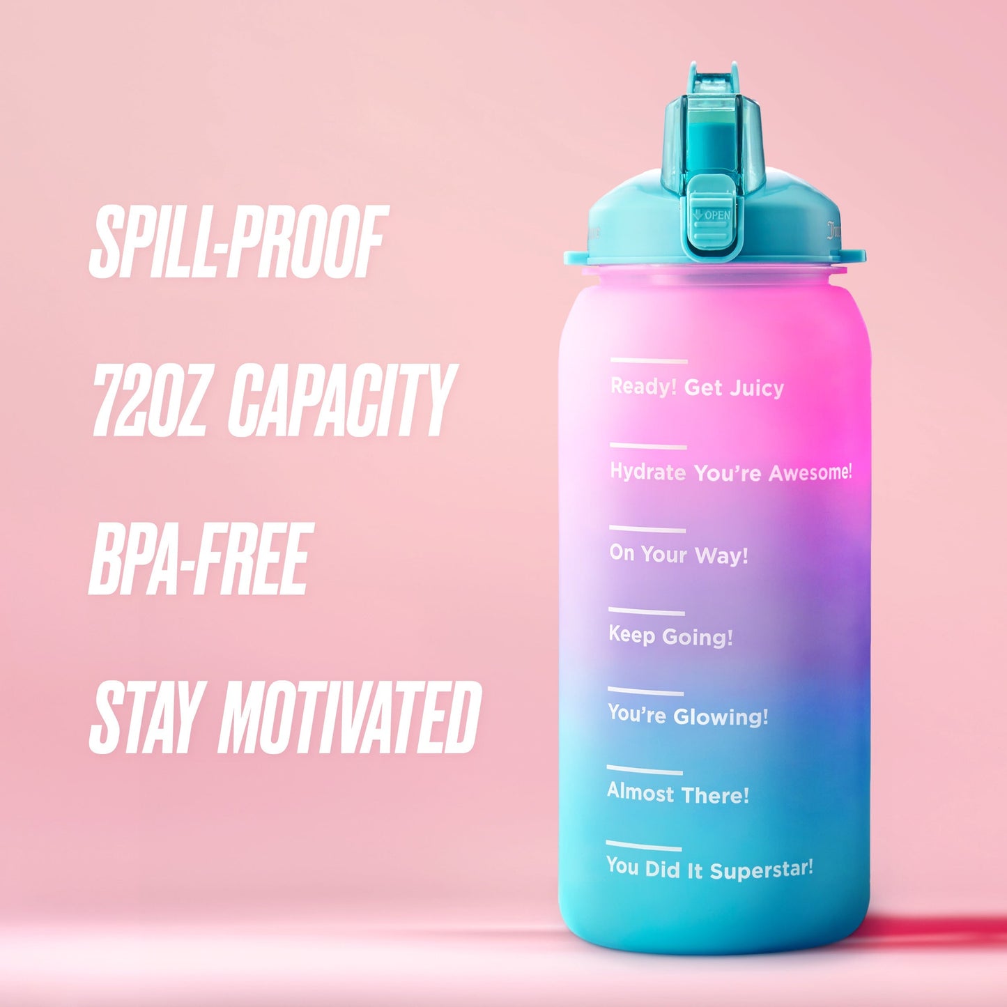 Motivate Fitness Water Bottle - Hot Pink/Purple/Aqua - Juicy Couture