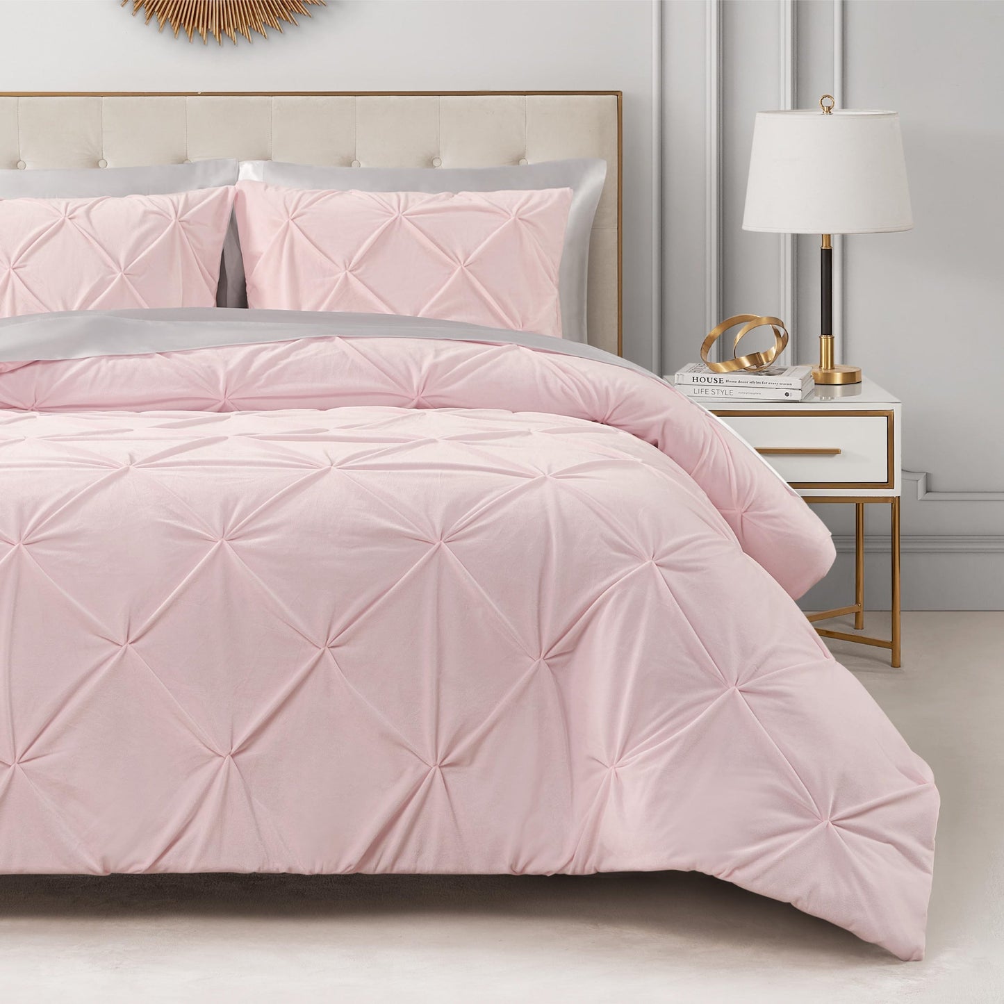 Kiss Pleat Micromink Comforter Set - Light Pink - Juicy Couture