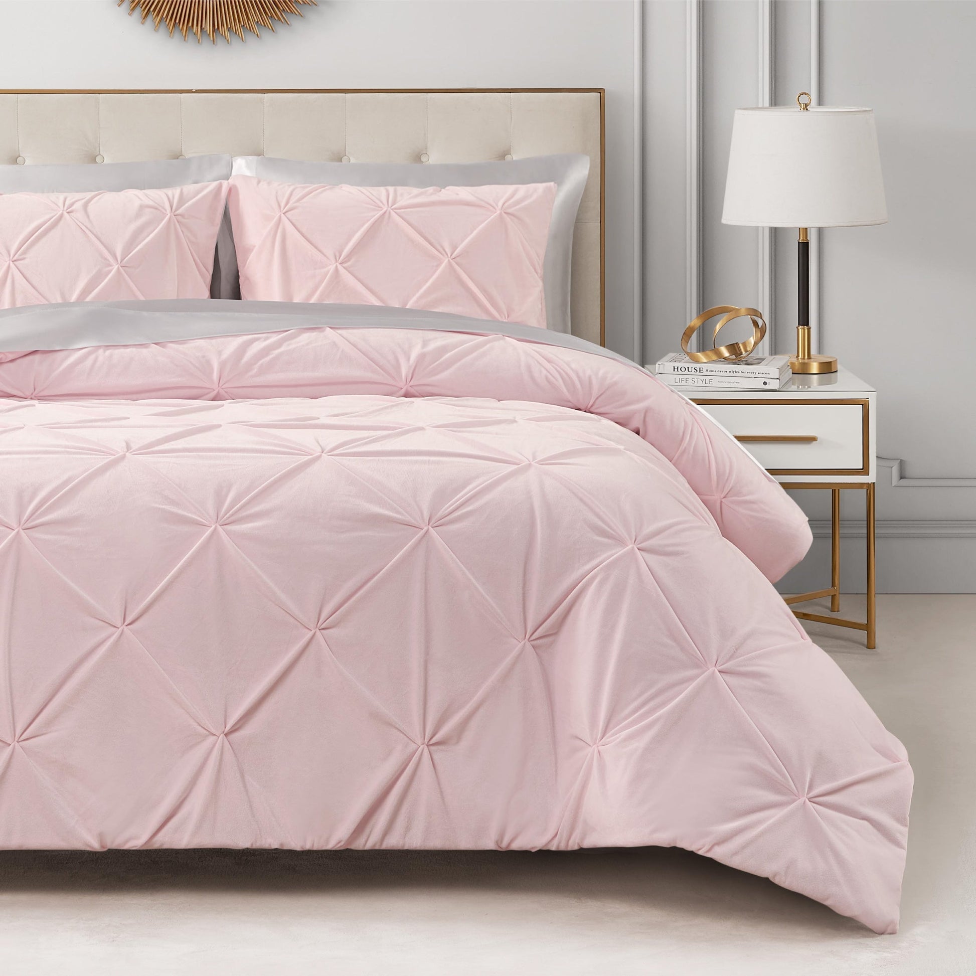 Kiss Pleat Micromink Comforter Set - Light Pink - Juicy Couture