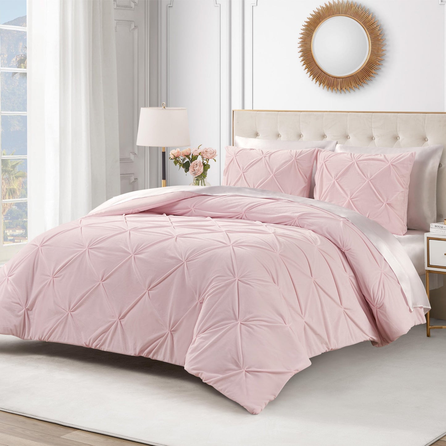 Kiss Pleat Micromink Comforter Set - Light Pink - Juicy Couture