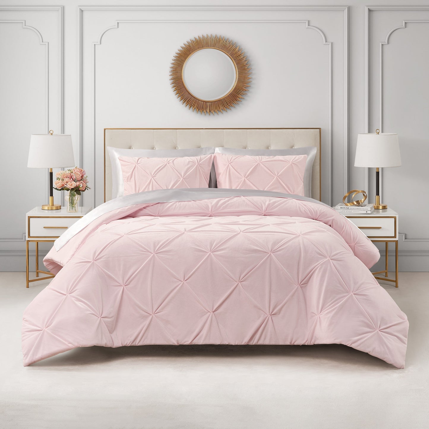 Kiss Pleat Micromink Comforter Set - Light Pink - Juicy Couture