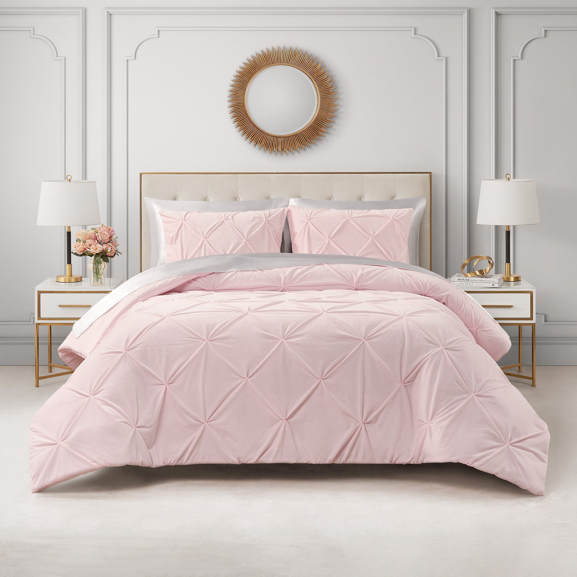 Kiss Pleat Micromink Comforter Set - Light Pink - Juicy Couture