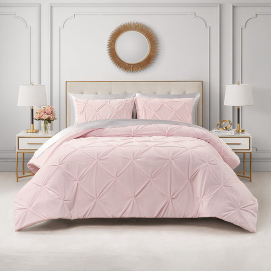 Kiss Pleat Micromink Comforter Set - Light Pink - Juicy Couture