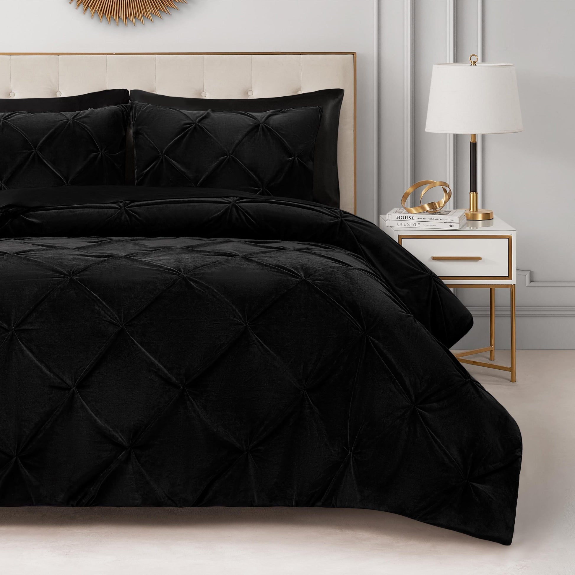 Kiss Pleat Micromink Comforter Set - Black - Juicy Couture