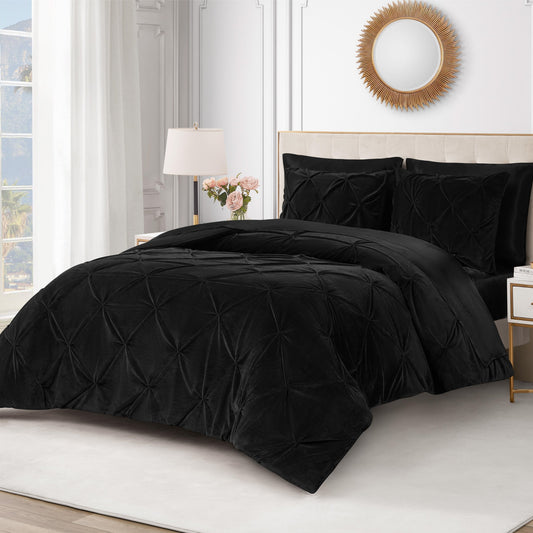 Kiss Pleat Micromink Comforter Set - Black - Juicy Couture