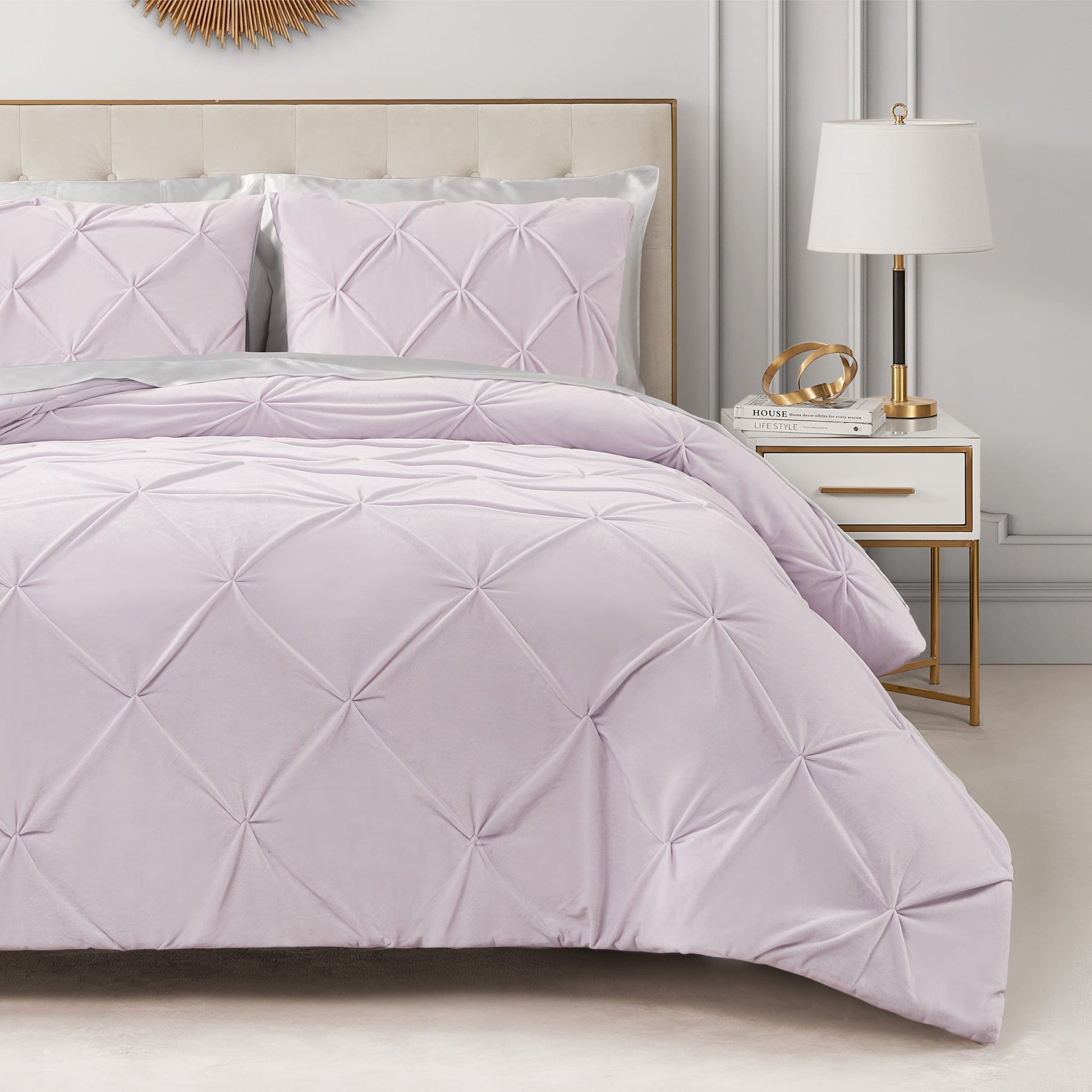 Kiss Pleat Micromink Comforter Set - Lavender Purple - Juicy Couture