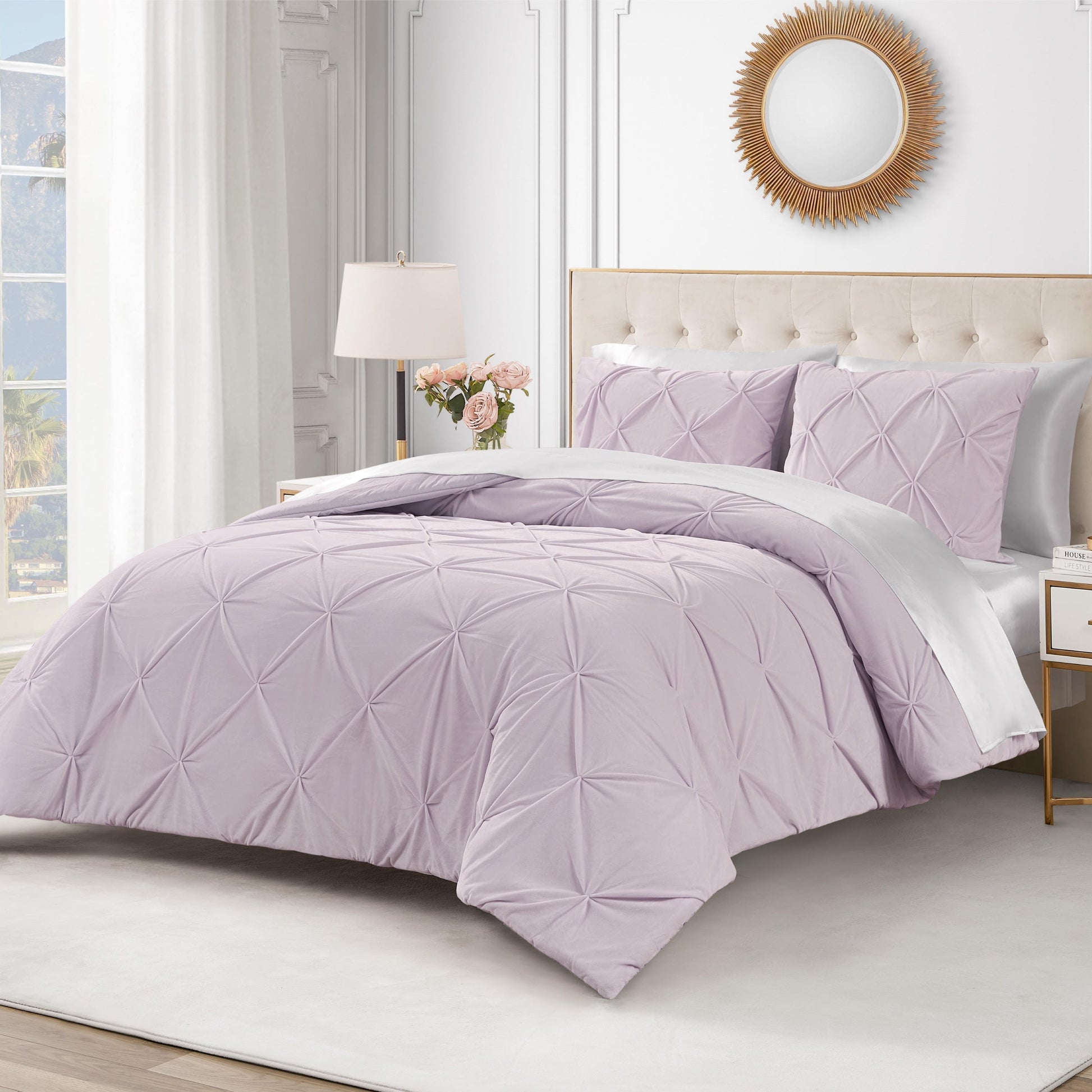 Kiss Pleat Micromink Comforter Set - Lavender Purple - Juicy Couture