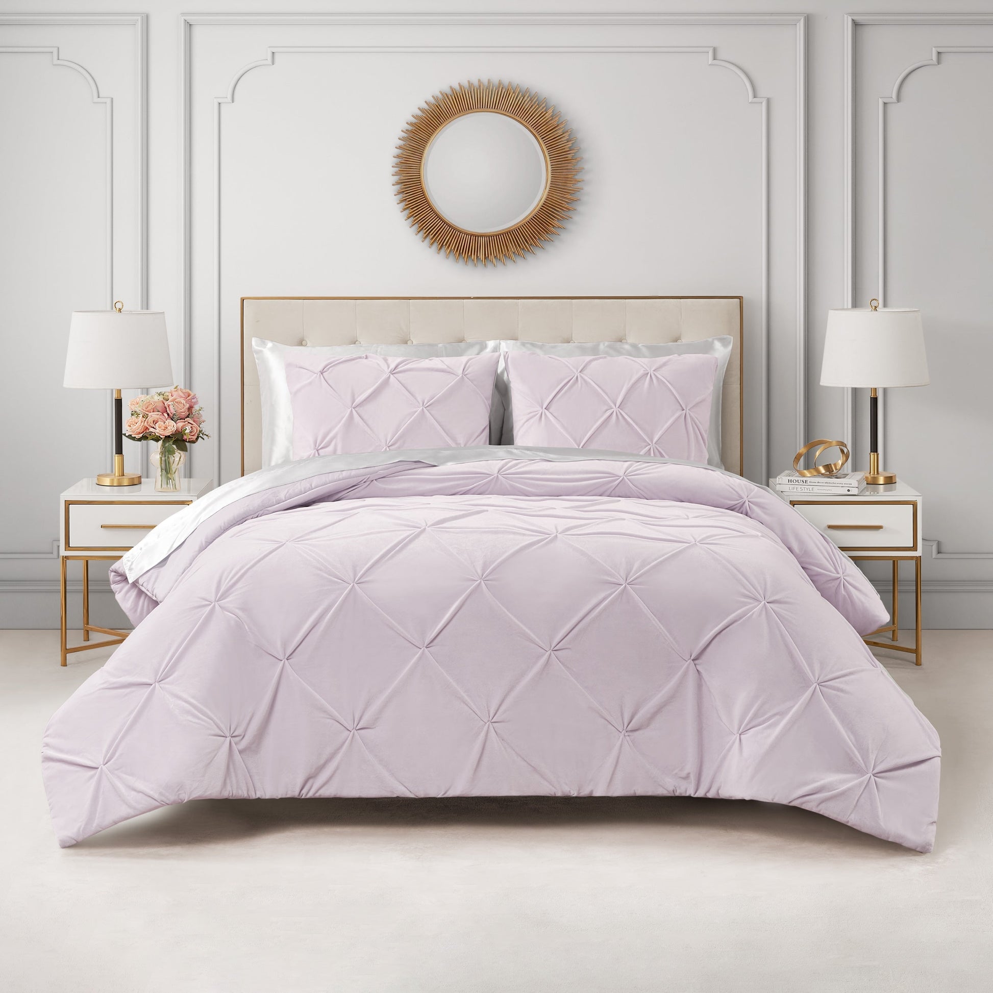 Kiss Pleat Micromink Comforter Set - Lavender Purple - Juicy Couture