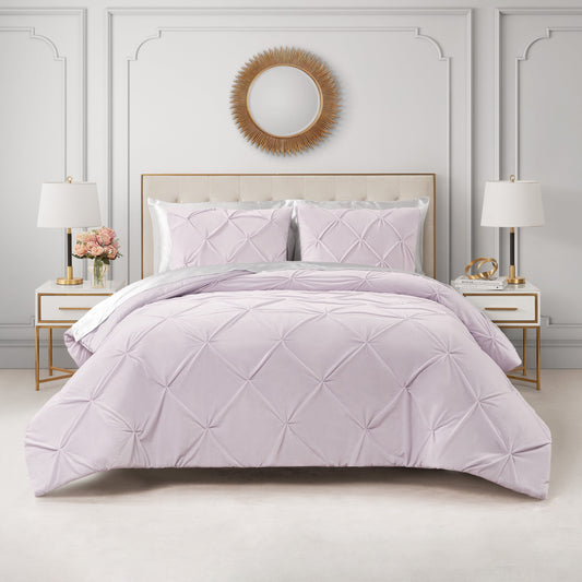 Kiss Pleat Micromink Comforter Set - Lavender Purple - Juicy Couture