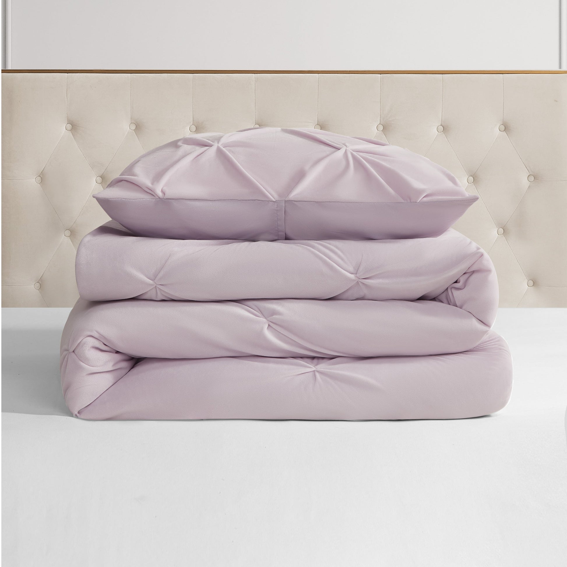 Kiss Pleat Micromink Comforter Set - Lavender Purple - Juicy Couture