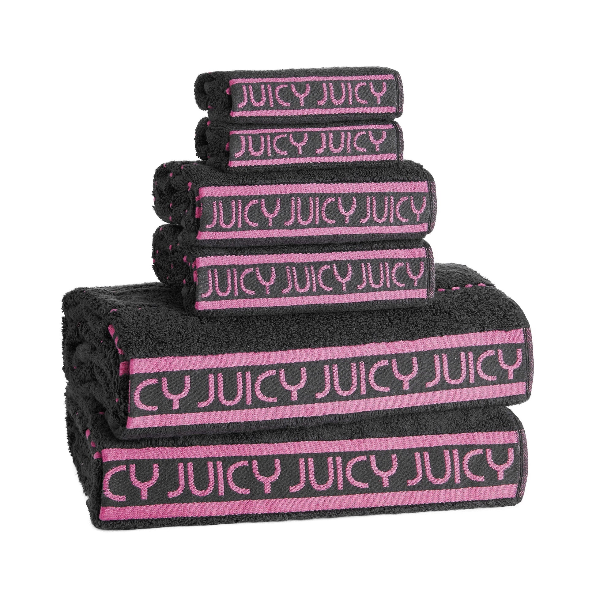 Plush Stripe Bath Towel Set - Black - Juicy Couture