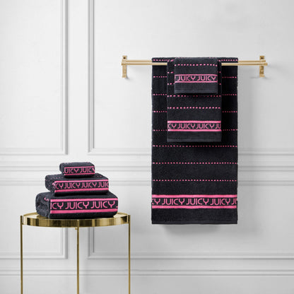 Plush Stripe Bath Towel Set - Black - Juicy Couture