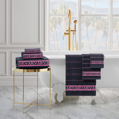 Plush Stripe Bath Towel Set - Black - Juicy Couture