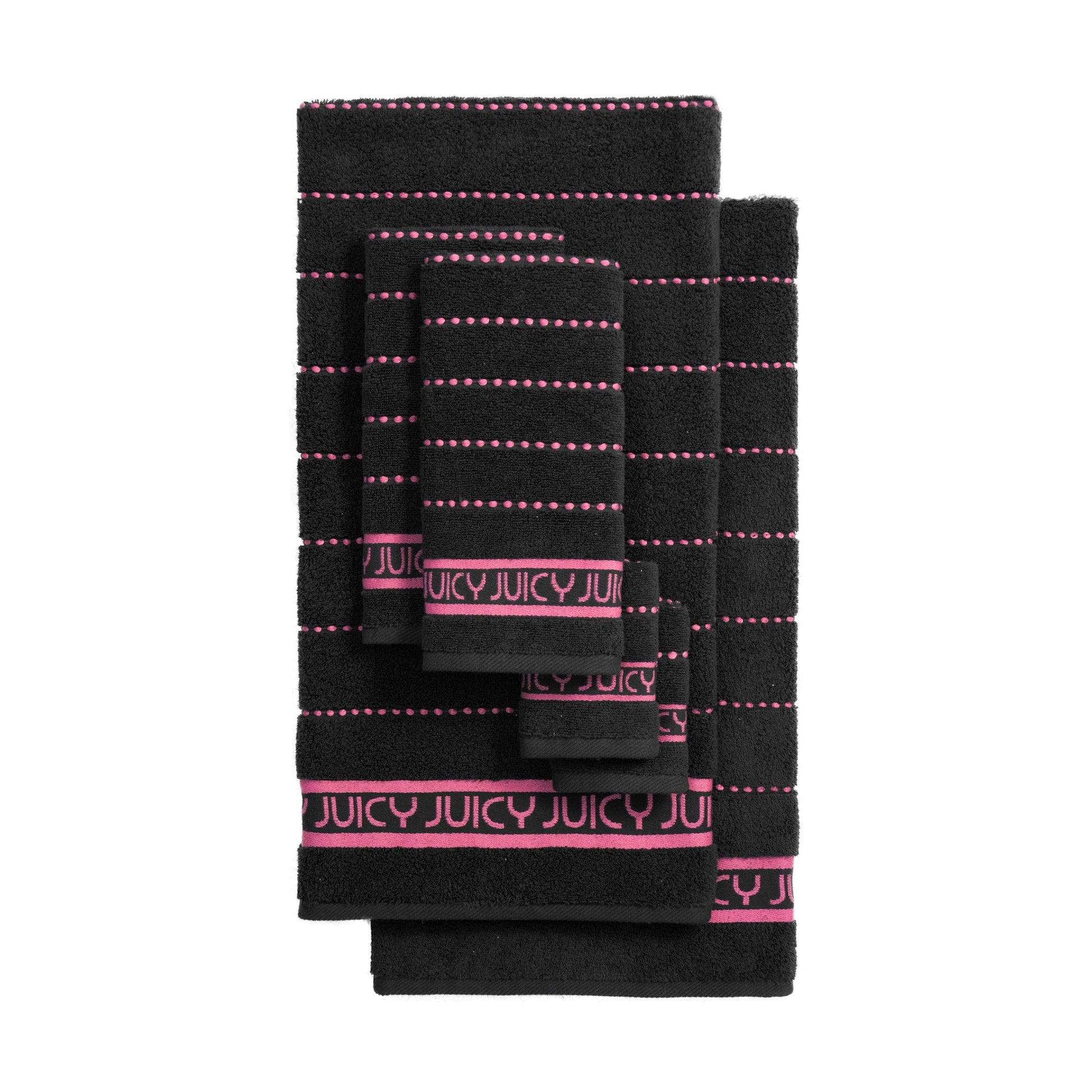 Plush Stripe Bath Towel Set - Black - Juicy Couture