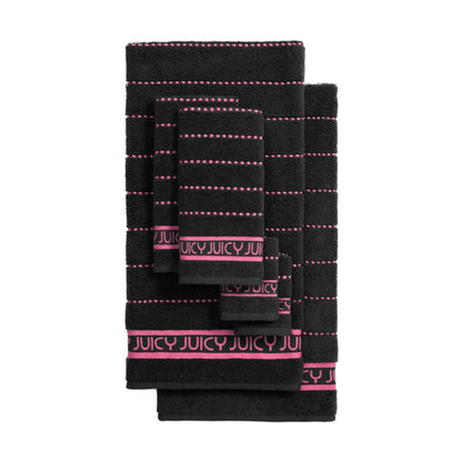 Plush Stripe Bath Towel Set - Black - Juicy Couture