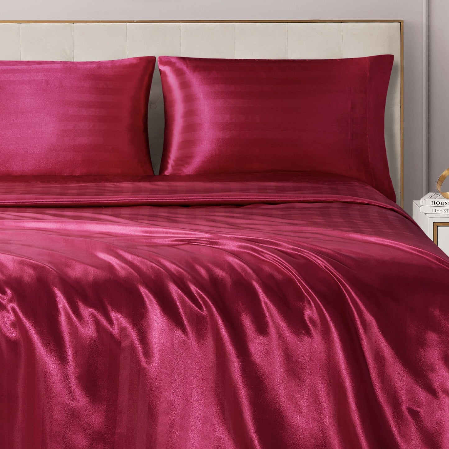 Damask Stripe Satin Sheet Set - Hot Pink - Juicy Couture