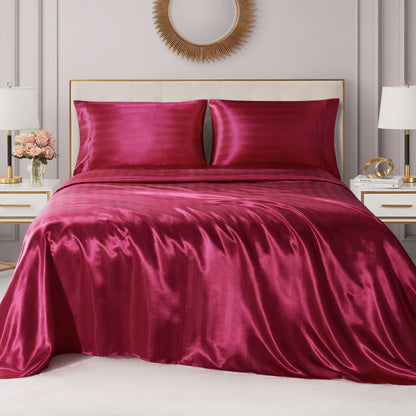 Damask Stripe Satin Sheet Set - Hot Pink - Juicy Couture