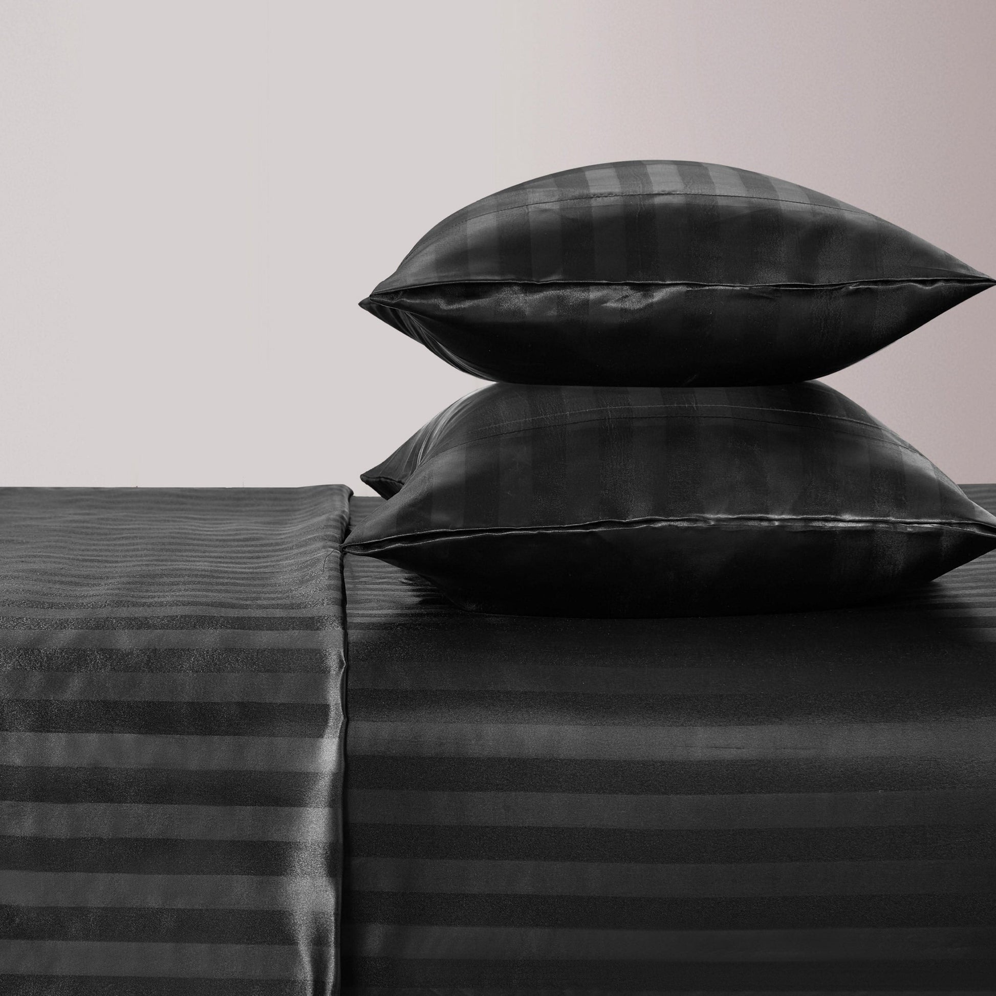 Damask Stripe Satin Sheet Set - Black - Juicy Couture