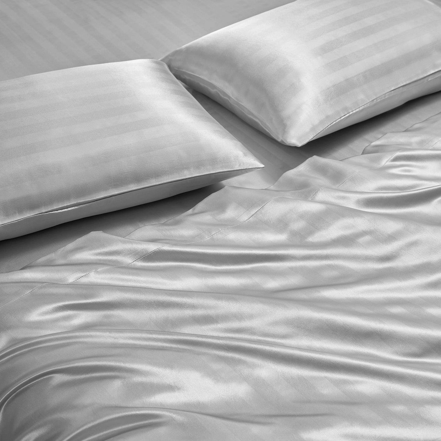Damask Stripe Satin Sheet Set - Gray - Juicy Couture