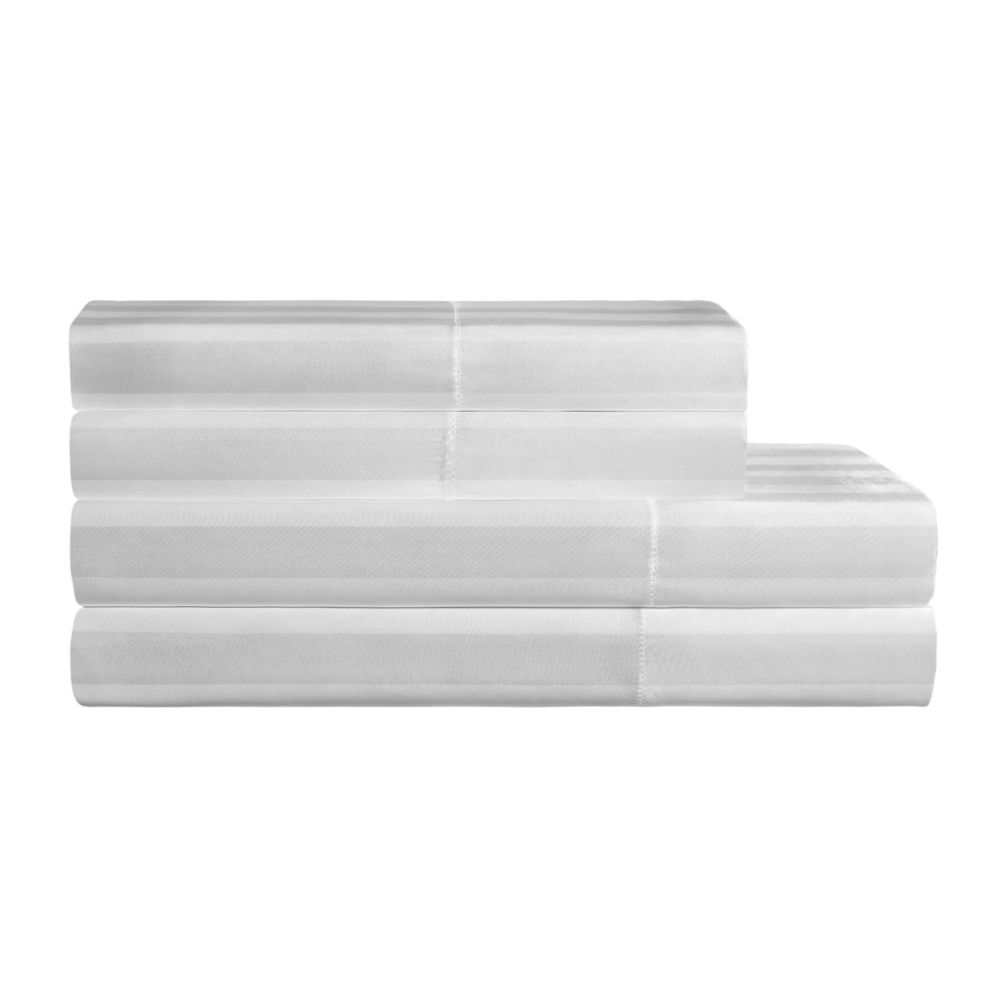 Damask Stripe Satin Sheet Set - Brilliant White - Juicy Couture