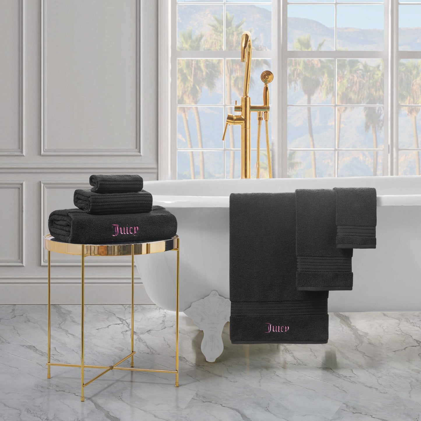 Alyssa Bath Towel Set - Black - Juicy Couture