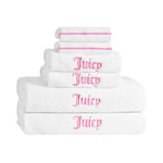 Neon Border Bath Towel Set - White/Hot Pink - Juicy Couture