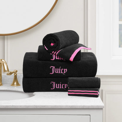 Neon Border Bath Towel Set - Black/Hot Pink - Juicy Couture